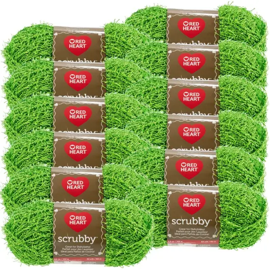 Multipack of 12 - Red Heart Scrubby Yarn-Lime {1}