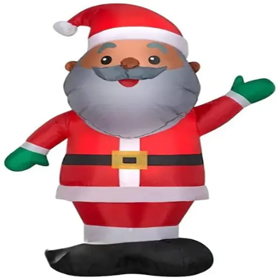 4' Gemmy Airblown Inflatable Christmas African American Santa Claus w/ Green Mittens 111065 {1}