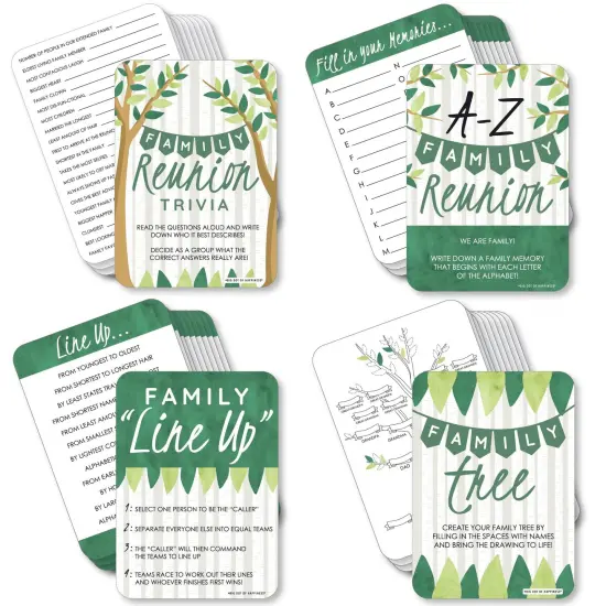Big Dot of Happiness Family Tree Reunion - 4 Family Gathering Party Games - 10 Cards Each - Gamerific Bundle {1}