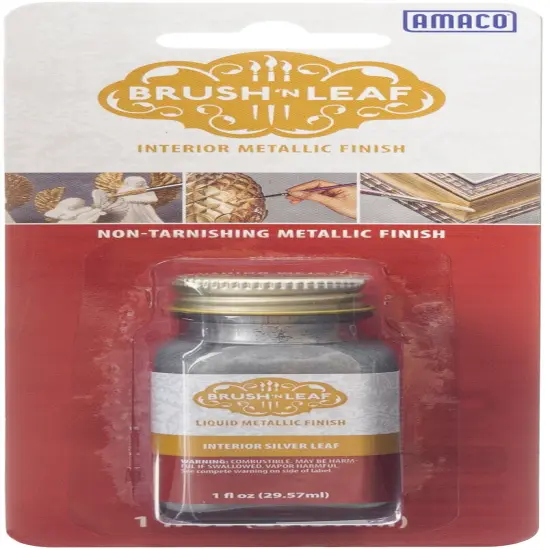 Amaco Brush 'n Leaf Interior Metallic Paint 1oz-Silver {2}