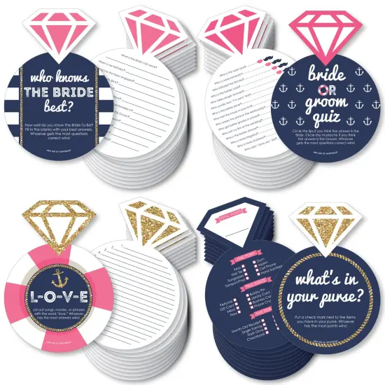 Big Dot of Happiness Last Sail Before The Veil - 4 Nautical Bridal Shower Games - 10 Cards Each - Gamerific Bundle {1}