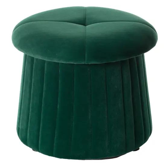 Modern Tufted Velvet Mushroom Shape Storage Ottoman Storage Stool Trunk Green {7}