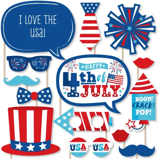 Big Dot of Happiness Firecracker 4th of July - Red, White and Royal Blue Party Photo Booth Props Kit - 20 Count {1}