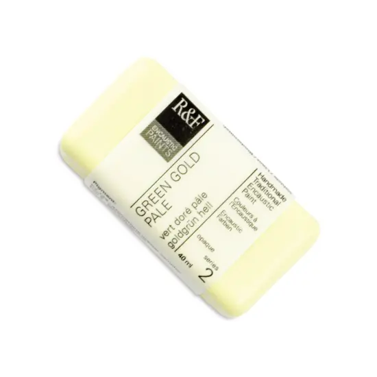 R&F Encaustic Paint Block - Green Gold Pale, 40 ml block {1}