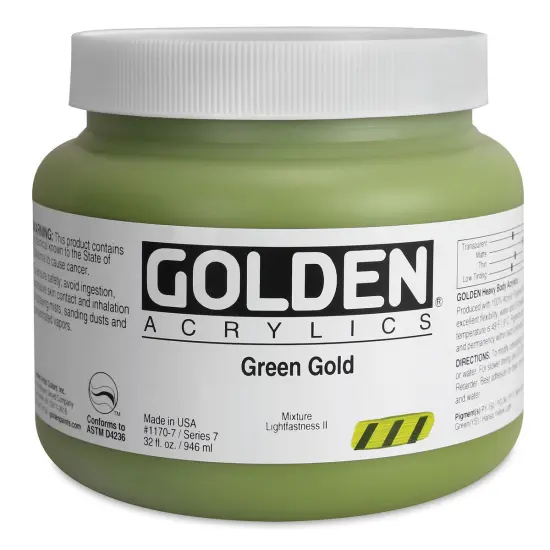 Golden Heavy Body Artist Acrylics - Green Gold, 32 oz Jar {1}