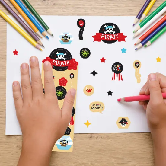 Big Dot of Happiness Pirate Ship Adventures - Skull Birthday Party Favor Kids Stickers - 16 Sheets - 256 Stickers {7}