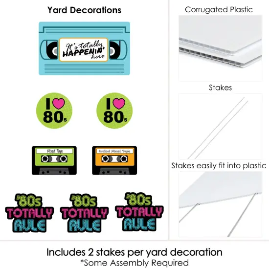 Big Dot of Happiness 80's Retro - Yard Sign & Outdoor Lawn Decorations - Totally 1980s Party Yard Signs - Set of 8 {6}