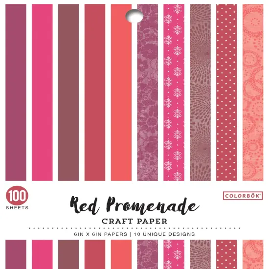 Colorbok Single-Sided Printed Cardstock 6"X6" 100/Pkg-Red Promenade, 10 Designs/10 Each {1}