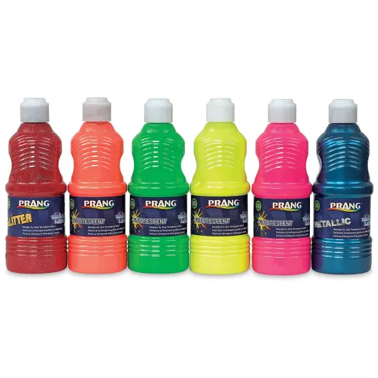 Prang Ready-To-Use Washable Tempera Paints - Assorted Fluorescent, Glitter and Metallic, Set of 6, 16 oz bottles {2}