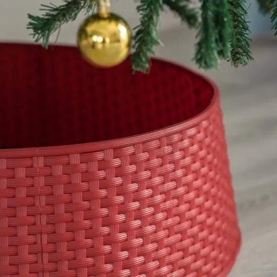 Large Rattan Collar Tree Skirt Red {5}