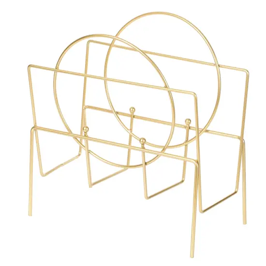 Gold Metal Modern Decorative Freestanding Floor Magazine Book Rack Storage Holder {3}