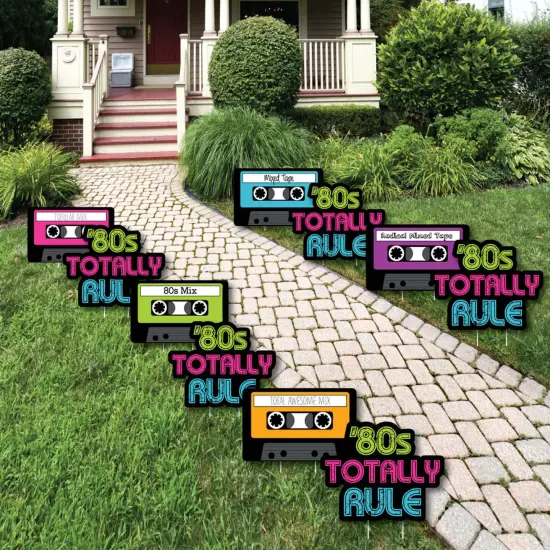 Big Dot of Happiness 80's Retro - Cassette Tape Lawn Decorations - Outdoor Totally 1980s Party Yard Decorations - 10 Piece {1}
