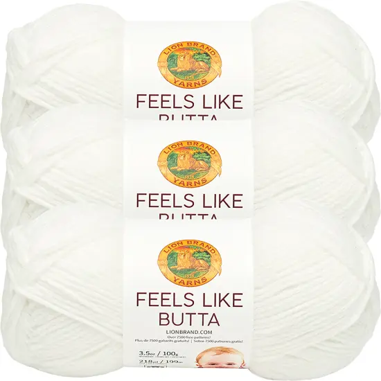 (3 Pack) Lion Brand Yarn Feels Like Butta Yarn, White {1}