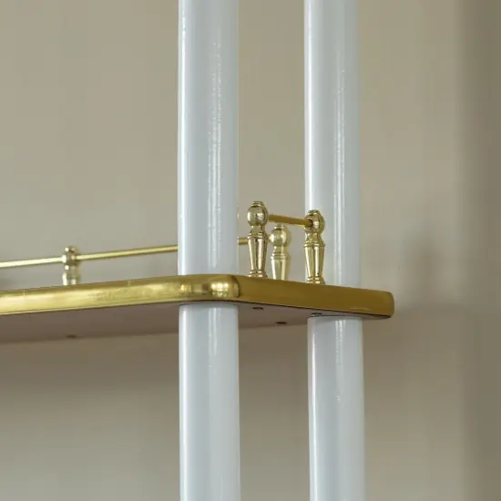 Classy and Elegant 4 Tiered Multifunctional Wooden Open Bar Shelves, Modern Console Table, Coffee Bar Accessories, Coffee Bar Cabinet, Tea Bar and Wine Bar Table White {5}