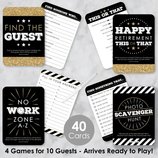 Big Dot of Happiness Happy Retirement - 4 Retirement Party Games - 10 Cards Each - Gamerific Bundle {3}