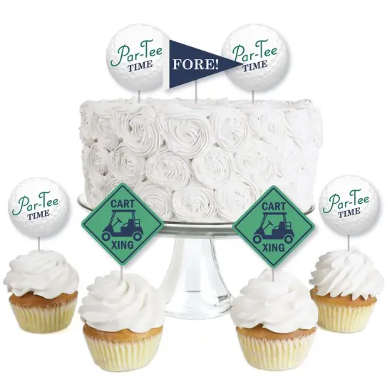 Big Dot of Happiness Par-Tee Time - Golf - Dessert Cupcake Toppers - Birthday or Retirement Party Clear Treat Picks - Set of 24 {1}