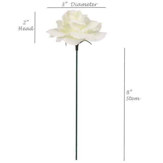 50-Pack: Cream White Silk Rose Picks with 8" Stems and 3" Blooms for DIY Floral Arrangements &ndash; Floral Home by Artificial Flowers {2}