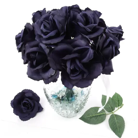 100-Pack: Navy Blue Silk Rose Picks, 8" Stems, 3" Wide, Floral Home by Artificial Flowers {4}