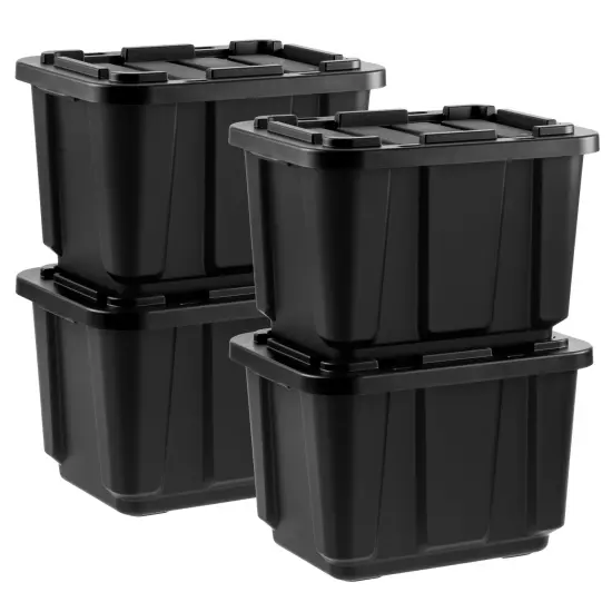 IRIS USA 11.5Gal Heavy-Duty Storage Plastic Bin Tote Container for Garage with Durable Lid Black {5}