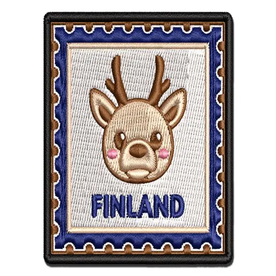 Finland Travel Reindeer Multi-Color Embroidered Iron-On or Hook & Loop Patch Applique {1}