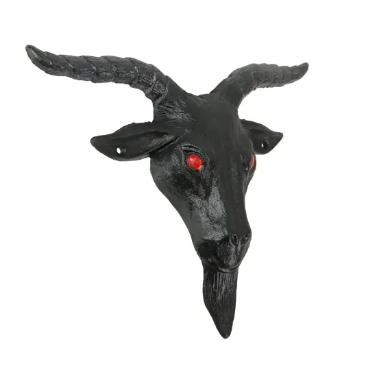 Black Enamel Cast Iron Baphomet Head Wall Mounted Sculpture Hanging Home Decor {3}