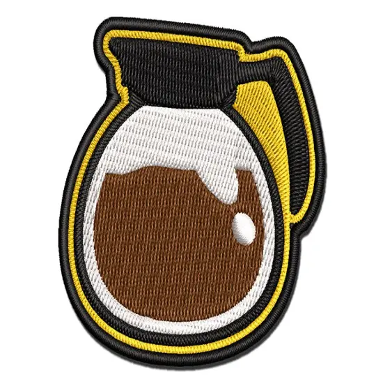 Coffee Pot Multi-Color Embroidered Iron-On or Hook & Loop Patch Applique {1}