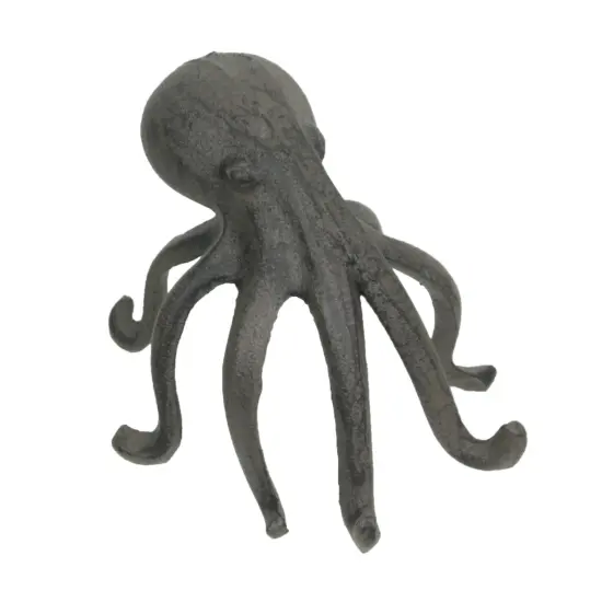 Rustic Brown Cast Iron Octopus Single Bookend / Phone Holder {1}