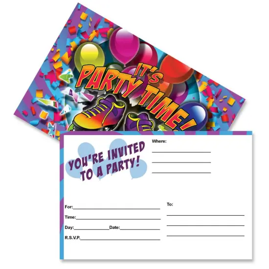 Plastic wrapped Postcard Invitations | Party Time Skate 4 x 6 | RAHEEV&reg; {2}