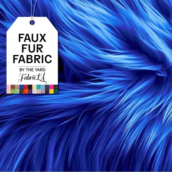 FabricLA | Shaggy Faux Fur | Fabric by The Yard | 144" X 60" Inch Wide | Craft Furry Fabric | Sewing, Apparel, Rugs, Pillows & More | Faux Fluffy Fabric | Royal Blue, 4 Yard {1}