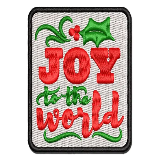 Joy to the World Christmas Multi-Color Embroidered Iron-On or Hook & Loop Patch Applique {1}