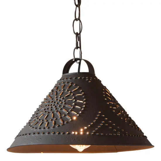 Hitchcock Shade Light Tin Pendant in Textured Black {1}