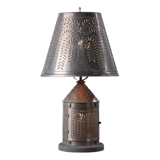 Irvins Country Tinware Fireside Lamp with Willow Shade in Kettle Black {1}