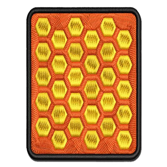Honeycomb Bee Pattern Multi-Color Embroidered Iron-On or Hook & Loop Patch Applique {1}