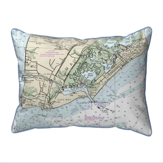 Cape May, NJ Nautical Map Pillow 20x24 &ndash; Extra Large Zippered {1}