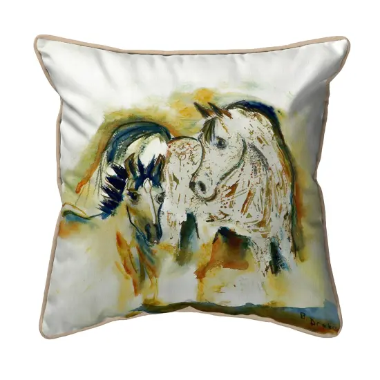 Betsy Drake Mare and Colt Horses Extra Large 22 X 22 Indoor / Outdoor Pillow {1}