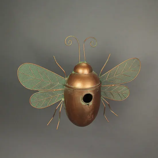 Metal Copper Hanging Decorative Bumblebee Bird House Outdoor Home Garden Decor {3}