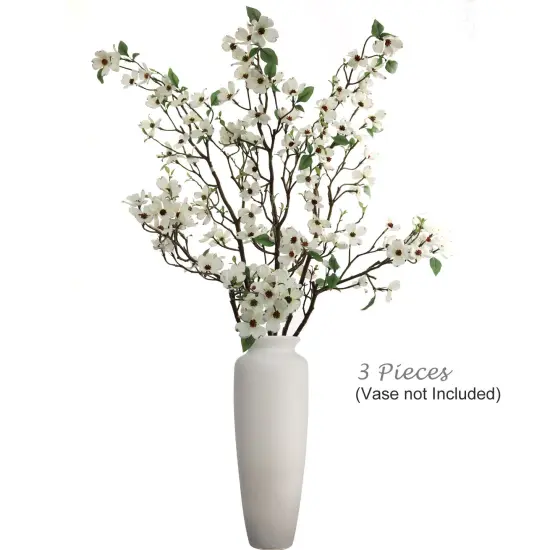 50" White Dogwood Spray 3-Pack - Silk Blooms, Lifelike Artificial Flowers, Elegant Decor - Perfect for Weddings, Events, Spring & All-Season Displays, Floral Home by Artificial Flowers {5}