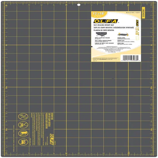 OLFA Double-Sided Self-Healing Rotary Mat 12"X18"-Gray {1}