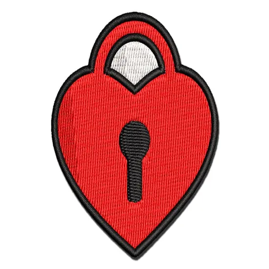 Heart Lock Key Multi-Color Embroidered Iron-On or Hook & Loop Patch Applique {1}