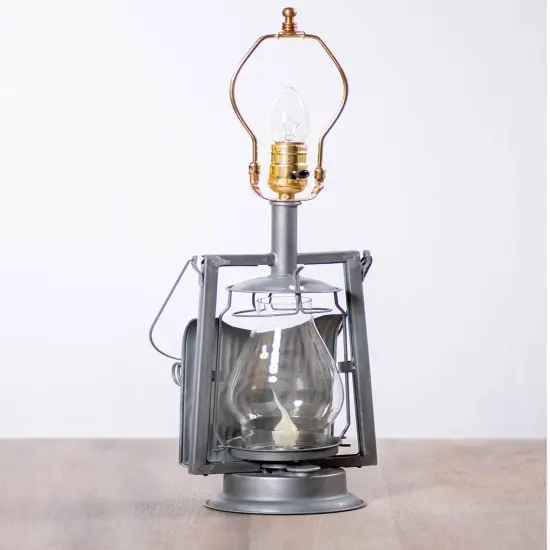 Irvins Country Tinware Farmer's Lamp Base in Antique Tin Grey {3}