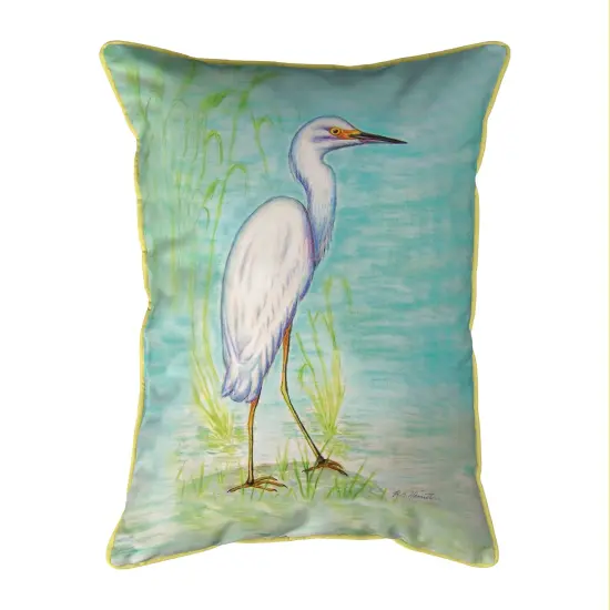 Betsy Drake Snowy Egret Extra Large 24 X 20 Indoor / Outdoor Pillow {1}
