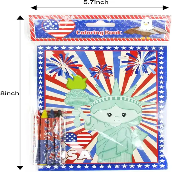 TINYMILLS Patriotic I Love USA Coloring Books Set with Crayons-Patriotic Party Favors with 12 Coloring Books and 48 Crayons, {3}