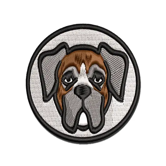 Boxer Dog Head Multi-Color Embroidered Iron-On or Hook & Loop Patch Applique {1}