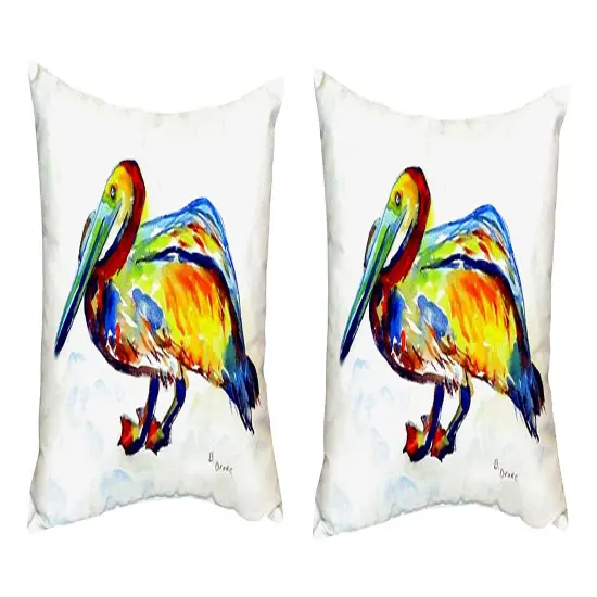 Pair of Betsy Drake Gertrude Pelican No Cord Pillows 16 Inch X 20 Inch {1}