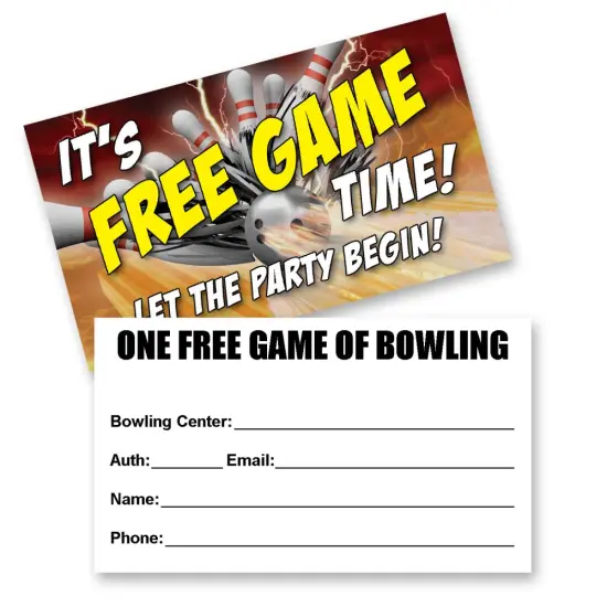Free Game Passes Bowling Thunder Themed | 3 1/2 inches by 2 inches | RAHEEV&reg; {2}