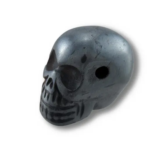 Carved Hematite Gemstone Skull Pendant 25mm 1 in. {3}