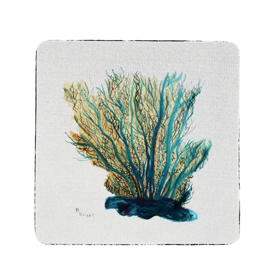 Betsy Drake Blue Coral Neoprene Coaster set of4 {1}