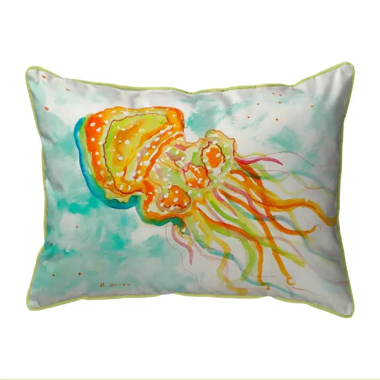 Betsy Drake Orange Jellyfish Extra Large 20 X 24 Indoor / Outdoor Pillow {1}