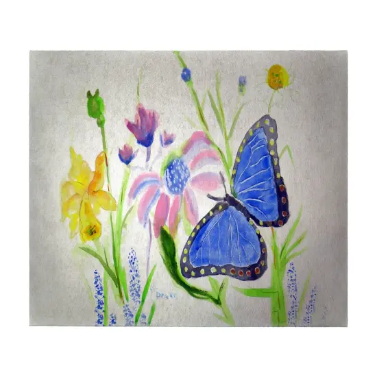 Betsy Drake Betsy's Blue Morpho Butterfly 30 X 50 Inch Floral Comfort Floor Mat {1}