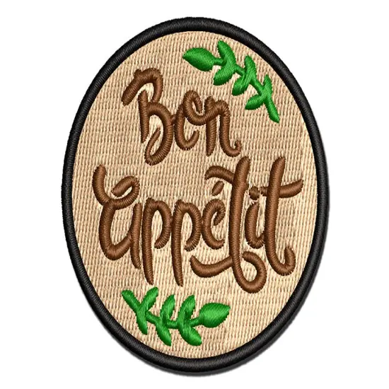 Bon Appetit Kitchen Multi-Color Embroidered Iron-On or Hook & Loop Patch Applique {1}
